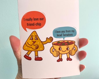 Food Lovers Greeting Card, Funny Nacho Chips and Salsa Card, For Husband or Wife, Funny Pun Chips Card, To Send To Best Friend, Miss You