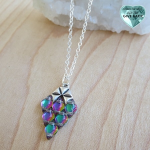 Purple Green Silver Pendant Jewelry for Her Unique Aurora Borealis Gift Women Shiny Layering Necklace Bright  Pendant For Daughter Niece