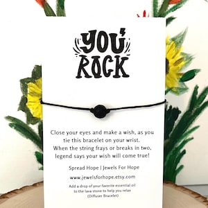 Carte de bracelet You Rock Wish, huile essentielle, bijoux, cadeau pour musiciens, fille, femme, maman, homme, aromathérapie, bracelet, carte à bascule