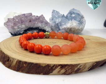 Orange Bracelet Fall  Beaded Stackable Stretch In Style Bracelet for Her Two Tone Light Orange Bracelet Light Casual Everyday Bracelet