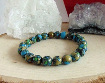 Yellow and Blue Green  Everyday Bracelet Spring Colors Jewelry Large Stone Stretch Bracelet Mixed Colorful Men's Women's Bracelet in Style