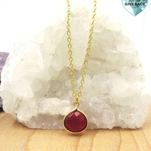 Red and Gold Pendant Jewelry For Her Birthstone Necklace Gift for Wife Girlfriend Daughter Friend Layering Necklace Present for Niece