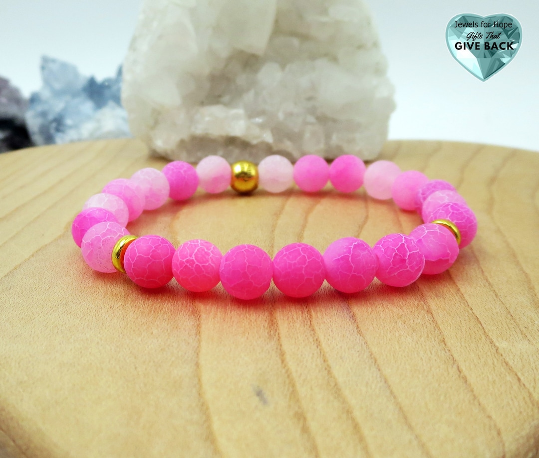 Pink Beaded Stretch Bracelet, Trendy Stackable Jewelry - Etsy