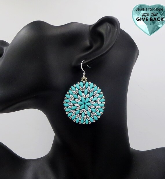 Big turquoise earrings sale