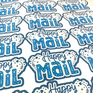 Verpakking Stickers voor kleine bedrijven, Sticker Sheet, Happy Mail, Blauwe Pakket Decoratie, Postlabels, Bestel Stickers, Voor Etsy Shop Eigenaar