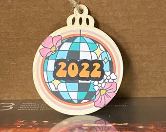 Disco Ball Ornament, Christmas Decor, Christmas Tree Ornament, Wood Ornament, Retro Disco Present for Her, Cute Holiday Ornaments for Tree