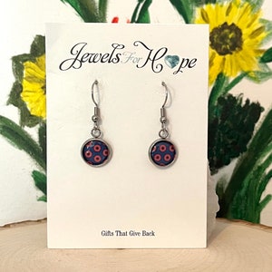 Phish Earrings Small Phishman Donut Blue Red Dark Silver PhishFans Doughnut Style Fishman Music Gift For Friend Girlfriend Christmas Gift