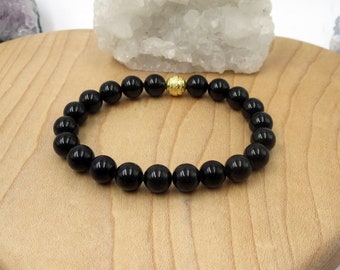 Black and Gold Stretch Bracelet Swarovski Pearl Bracelet Modern Independent Women Jewelry Gold Plated Stylish Fashionable Ladies Bracelet