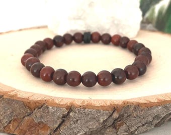 Cherry Brown Wood Earthy Recycled Stretch Bracelet