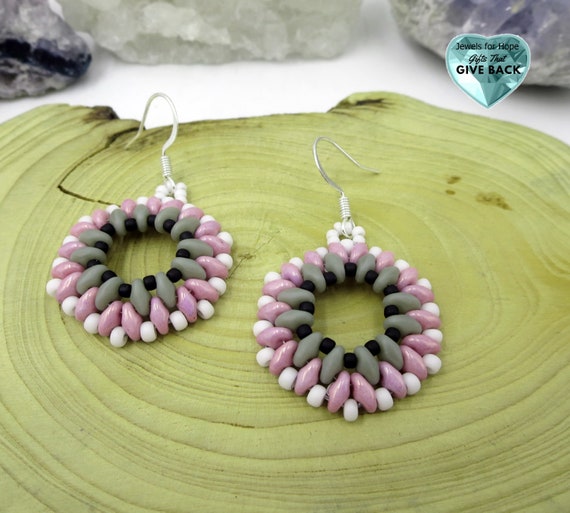 Pink and grey earrings clearance