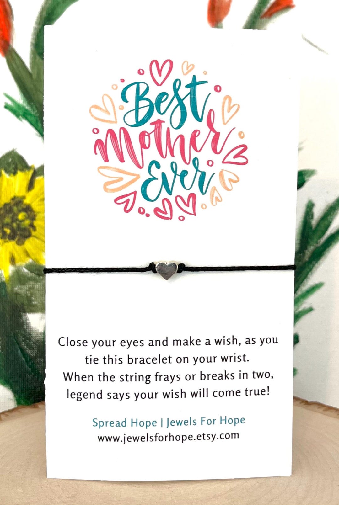 Pulseras WATEFOER 2 Piezas Para Mamá E Hija - Set De Pulseras Con Corazón Y Deseo, Regreso A Clases, Ajustables Y Con Dije De Corazón, Primer Día De Escuela Para Niñas Y Niños