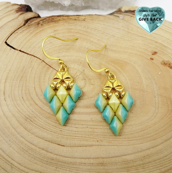 Blue and yellow earrings deals
