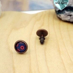 Phish Earrings Tiny Brown Phish Donut Photo Blue Red Jewelry Photo PhishFans Doughnut Style Fishman Rock Music for Festivals