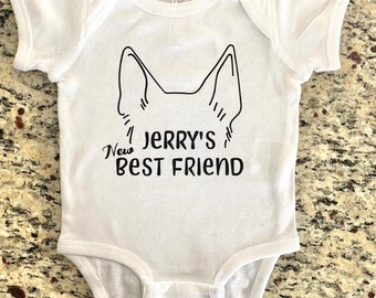 Custom Bodysuit for New Baby, Dog Mom Gifts, Newborn Baby Outfit, Personalized Dogs Best Friend, Customized Dog Ears Bring Baby Home Clothes