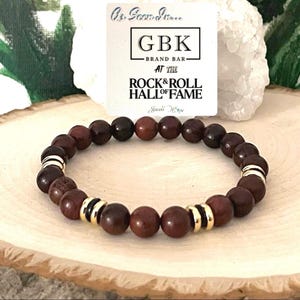 Brown Coconut Bracelet Mens Womens Stretch Black Gold Genuine Recycled Vinyl Record Bracelet Womens Teens Music Jewelry for Musician Singer