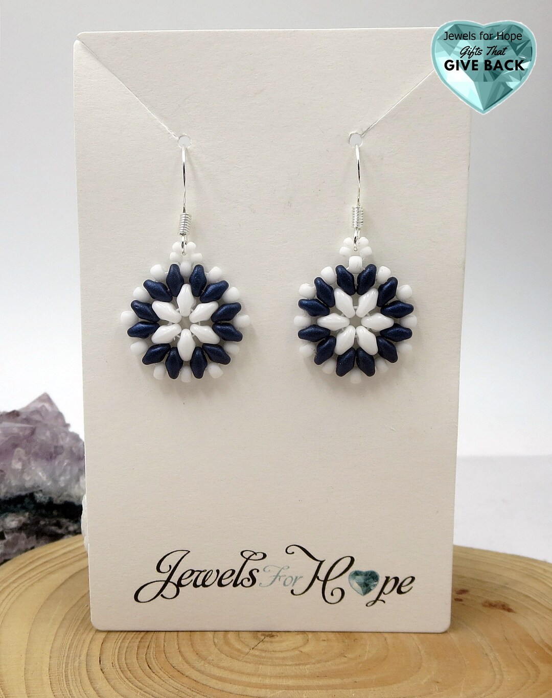 Blue and White Earrings for Women Dark Blue Jewelry Gives Back Spring ...