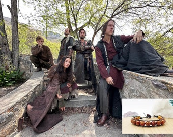 Men's Leather Wrap Rust Brown Bracelet As Seen on Will Kemp in Mythica: Stormbound Movie Donation to American Cancer Society Guys Bracelet