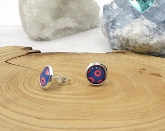 Phish Studs  Earrings Bright Silver Small Phish Donut Blue Red Jewelry Photo Picture PhishFans Doughnut Fishman Rock Music Festivals