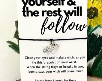 Dove  Wish Bracelet, Inspirational Jewelry for Best Friends, Simple Minimalist Dove Bracelet, Inspire Present for Sister Bird bracelet