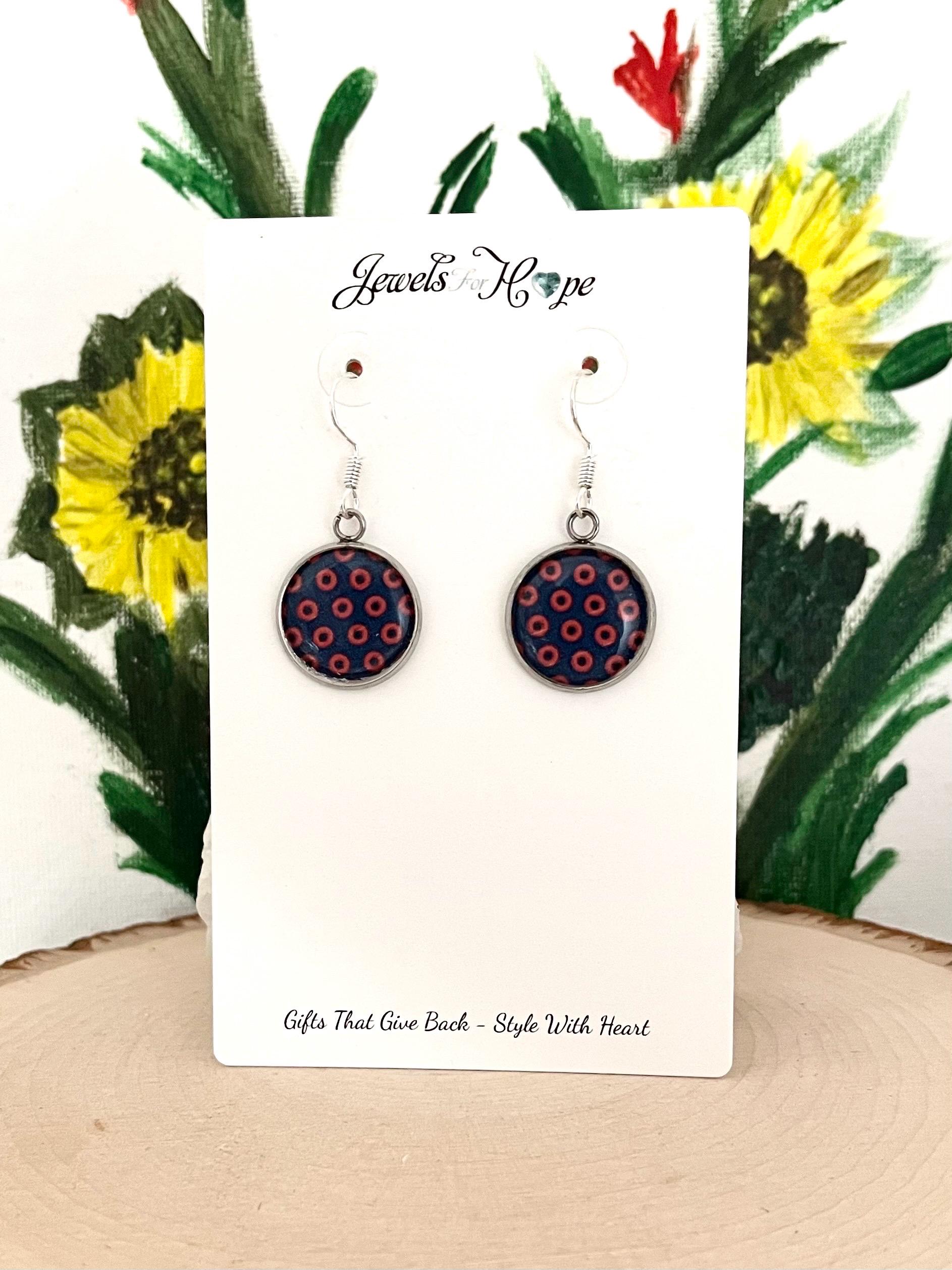 Phishman Earrings, Womens Blue Red Jewelry, Closeout Phishfans