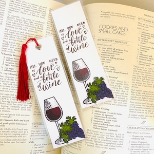Wine Lovers Bookmark for Women, Bookmarks with Tassels, Bookmarker, Gift for Reader, Bookworm, Love and Wine, Relaxation Gifts for Her