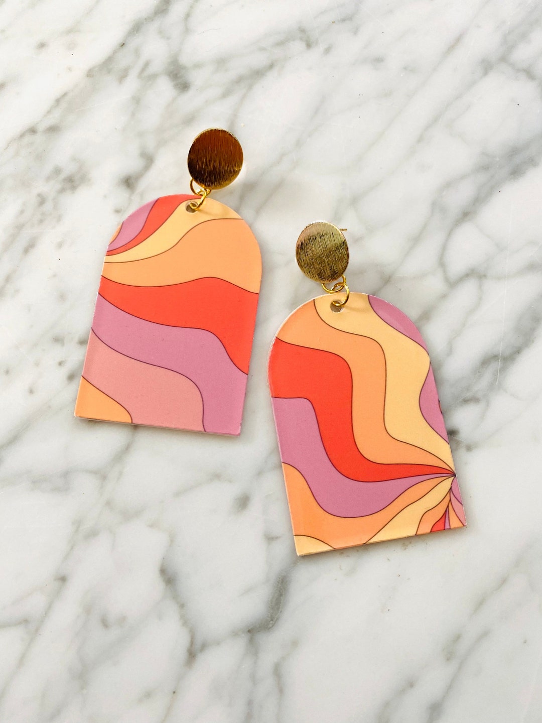 Retro 70s Earrings 70s Nostalgia Gift 70's Color - Etsy