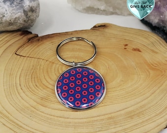 Phish Keychain, Donut Key Chain Lg Photo Pendant, Blue and Red Charm for Music Fans, PhishFans Music Key Holder, Fishman Concert Accessories