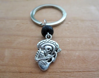 Grateful Dead Gifts, Deadhead Charm Key Ring for Backpack, Accessories That Donate,, Boho Skeleton Unisex Festival Key Ring, Gifts for Him