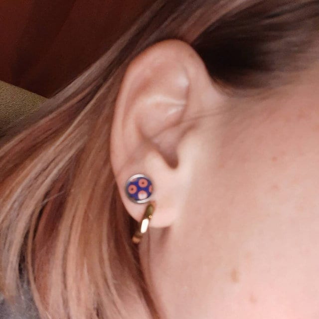 Phishman Earrings Small Phish Donut Photo Blue Red Jewelry Photo