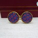 Phish Cufflinks, Men's Gifts That Donate, Phishman Donut Photo Blue and Red Jewelry, Guys Dressy Gold Unique Phish Fan Music Accessories 