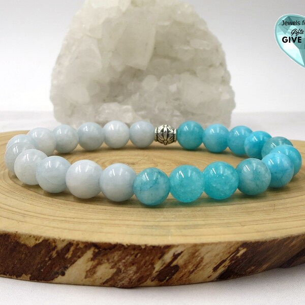 Blue Bracelet Beaded Stackable Sky Blue Stretch Bracelet for Her Bracelet Light Blue Casual Everyday Grey Bracelet