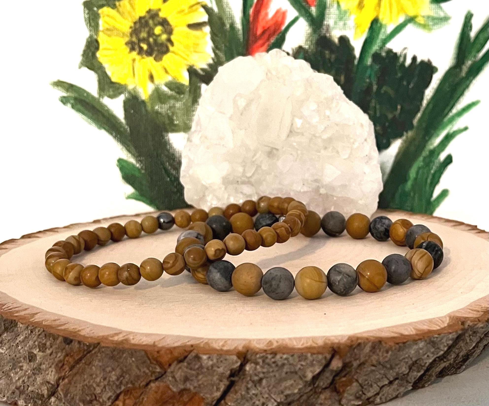 Mens Beaded Lg Stone Grey and Brown Small Stone Solid  display picture 3