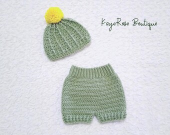 Crochet Baby Cactus Hat and Bloomer Set