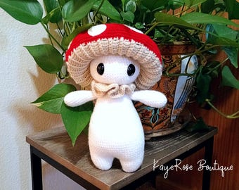 Crochet Mushroom Guy Stuffed Plush Toy