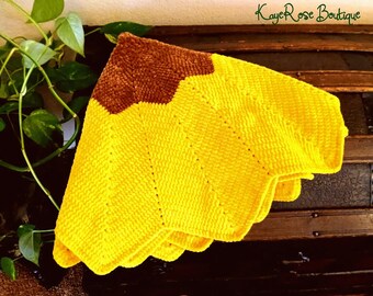 Velvet Plush Baby Sunflower Blanket or Play Mat