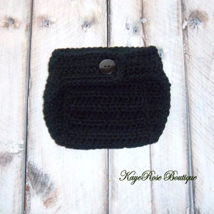 Newborn Baby Boy Crochet Basketball Hat and Diaper Cover Set Black and Teal Stripe Bild 3