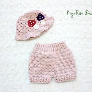 Baby Girl Crochet Mushroom Hat and Bloomer Set