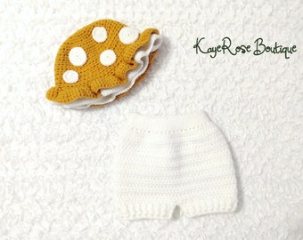 Baby Girl Crochet Mushroom Hat and Bloomer Set