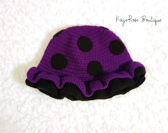 Toddler Crochet Mushroom Hat Black and Purple