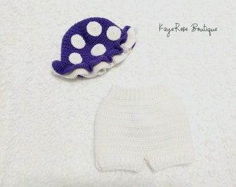 Baby Girl Crochet Mushroom Hat and Bloomer Set