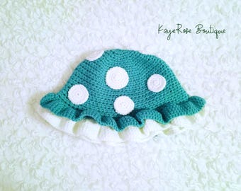 Toddler Crochet Mushroom Hat Mint Green