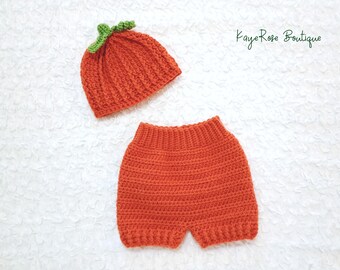 Baby Fall Pumpkin Hat and Bloomer Set Burnt Orange