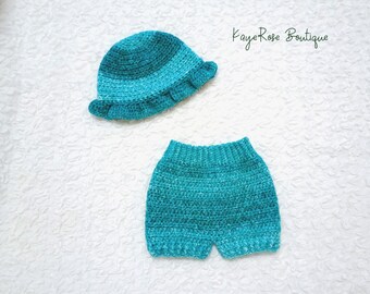 Baby Crochet Summer Bucket Hat and Bloomer Set
