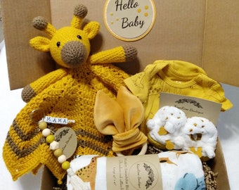 Hello Baby Giraffe Lovey Gift Box Set