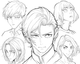 Anime Head Angles – Cinematic Face Reference for Drawing (Set 3)