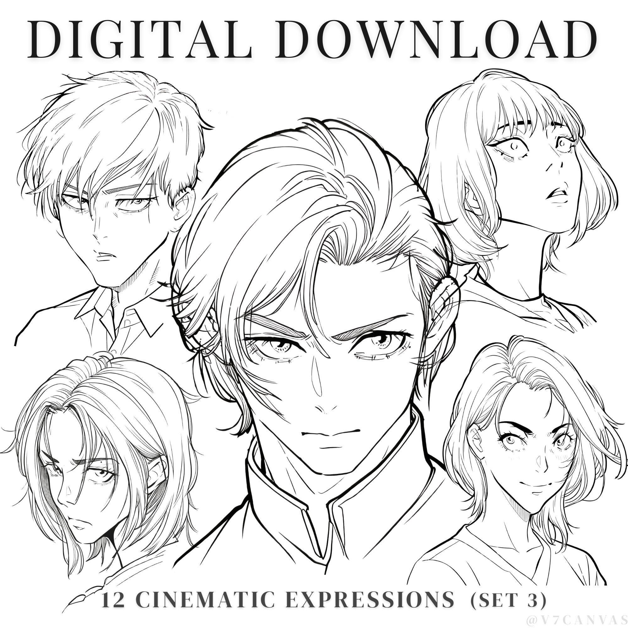 Anime Head Angles – Cinematic Face Reference for Drawing (set 3) - Etsy