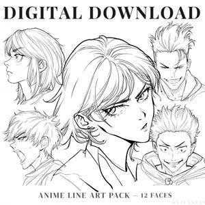 Anime Expression Line Art – Dynamisk ansiktsreferens för teckning