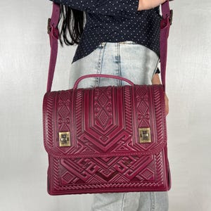 Pink large genuine leather bag, pink leather satchel bag, leather briefcase, shoulder bag, crossbody bag, gift from Ukraine