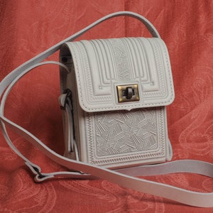 White small bag, small satchel purse, genuine leather shoulder bag, men's shoulder bag, women's shoulder bag, unisex bag, messenger bag