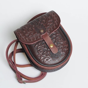 Burgundy small bag, small leather purse, genuine leather shoulder bag, women&#39;s shoulder bag, leather mini purse, gift from Ukraine